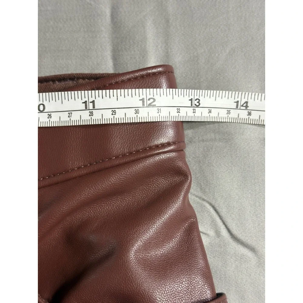 Abercrombie Curve Love 90s Straight Ultra High Rise Vegan Leather Pants Brown 25